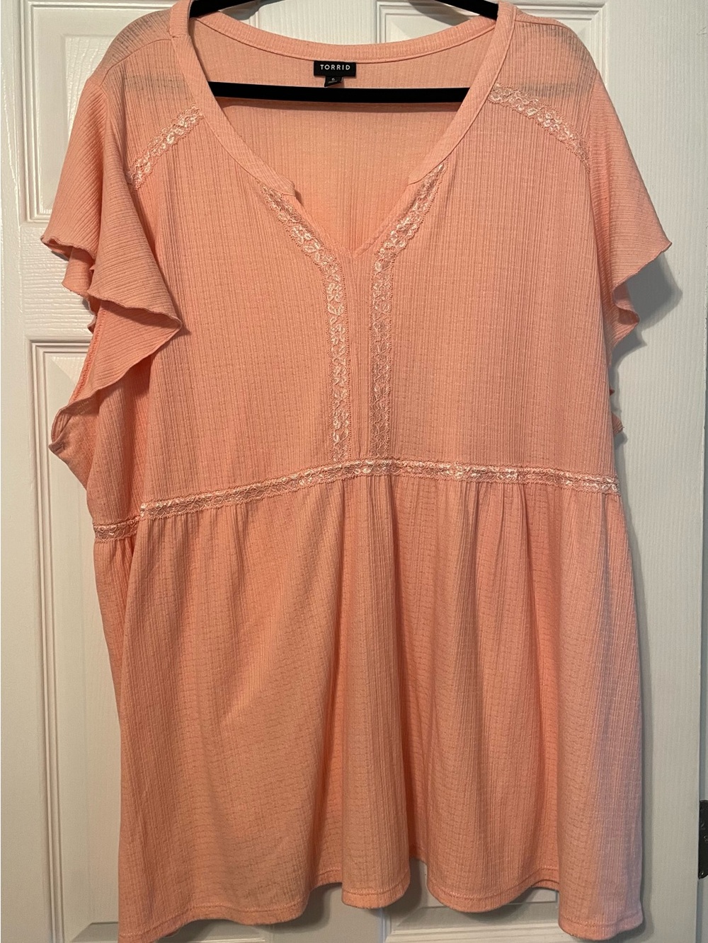 Torrid - Light Pink Flutter Sleeve Baby Dolls Top - Size 5x